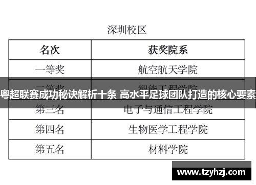 粤超联赛成功秘诀解析十条 高水平足球团队打造的核心要素